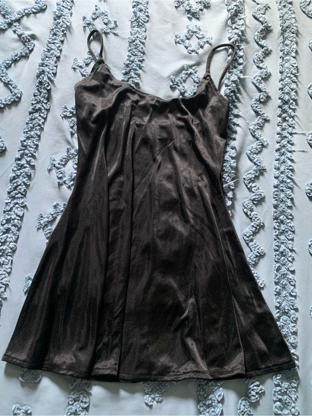 Y2K Stretch Mini Slip Dress in Black with Spaghetti Straps